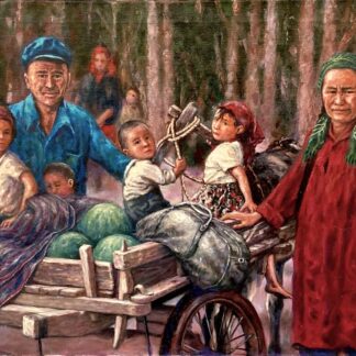 Watermelon Vendors, Xingjiang, China, oil on canvas, 24" x 36".